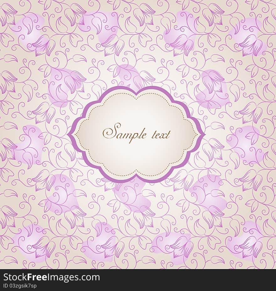 Floral background, greeting card template