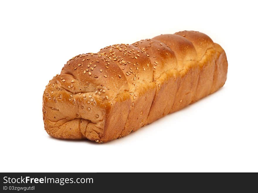 Bread with sesame on white background. Bread with sesame on white background