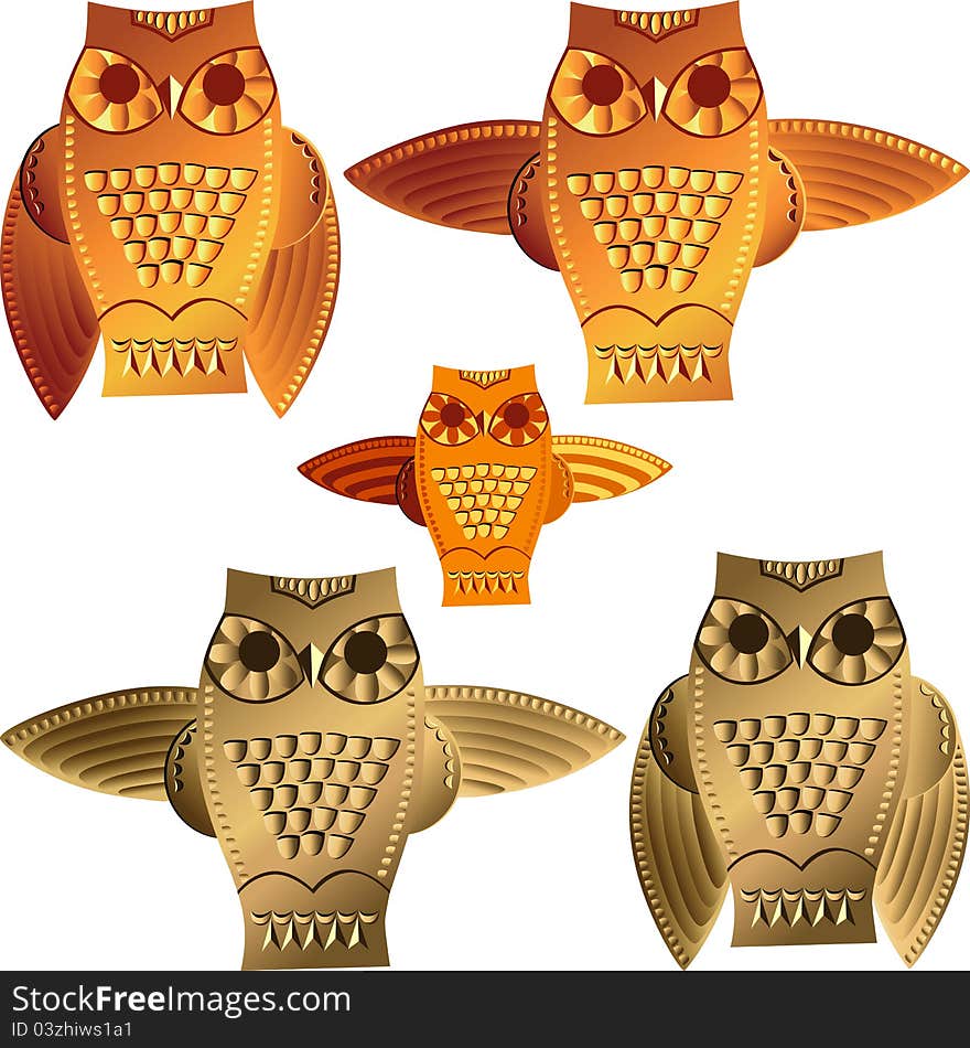 vector Set decorative owls