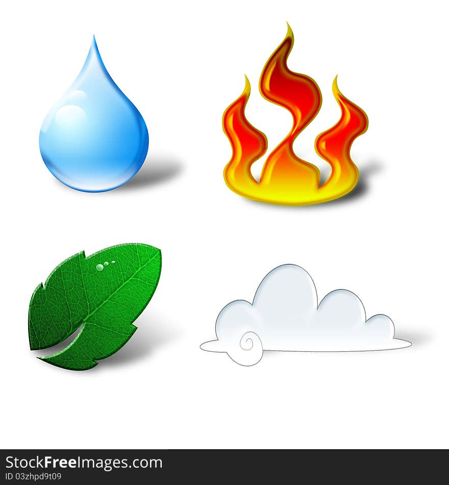 Icons for four natural elements. Icons for four natural elements