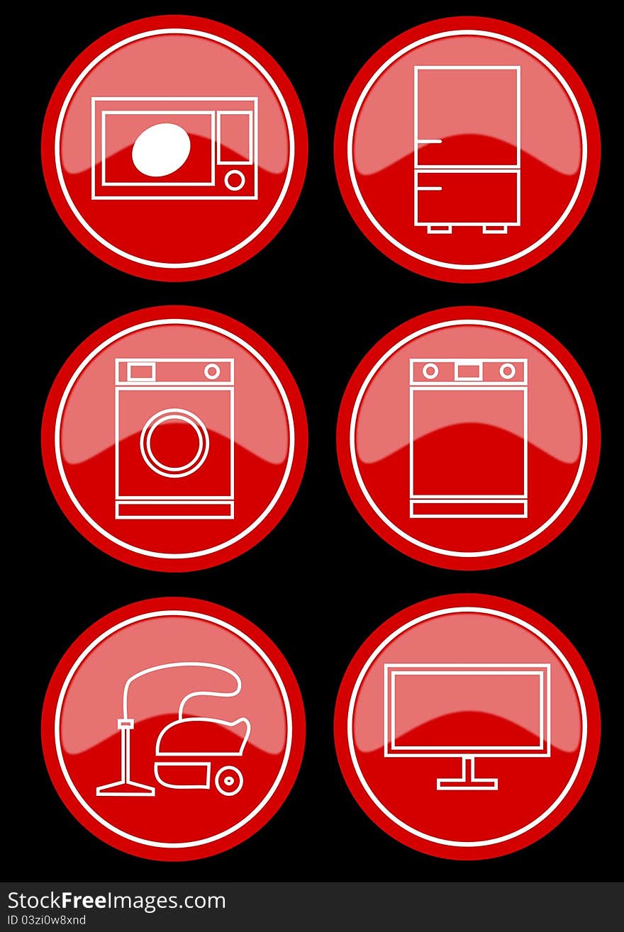 Icons with different images of electrical appliances