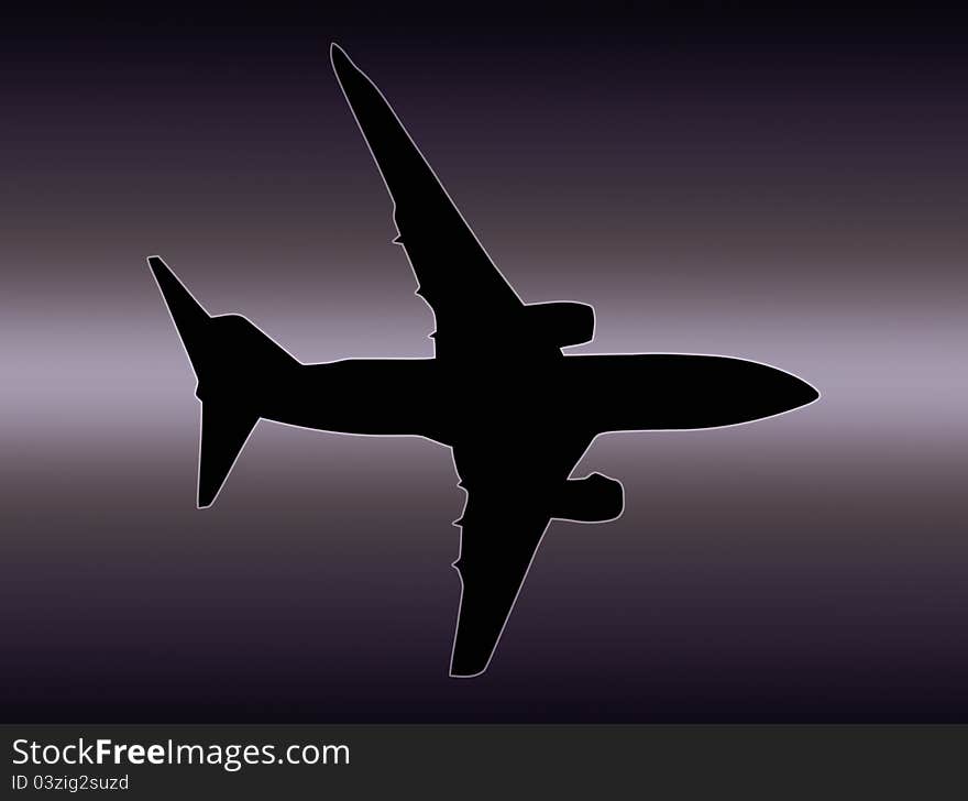 Twin Jet Airplane  Silhouette