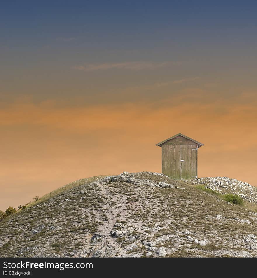 Lonely shelter on the peak of the hill. Lonely shelter on the peak of the hill