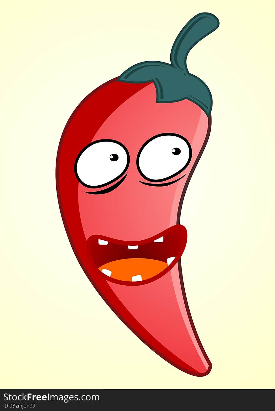 Fresh red chili with a happy expression