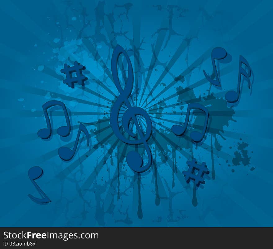 Abstract music notes theme background  illustration