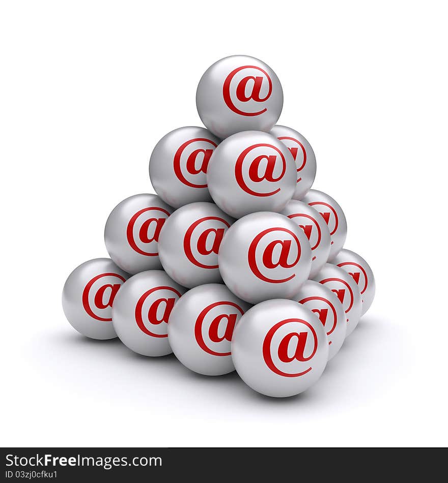 E-mail pyramid. 3d rendered image