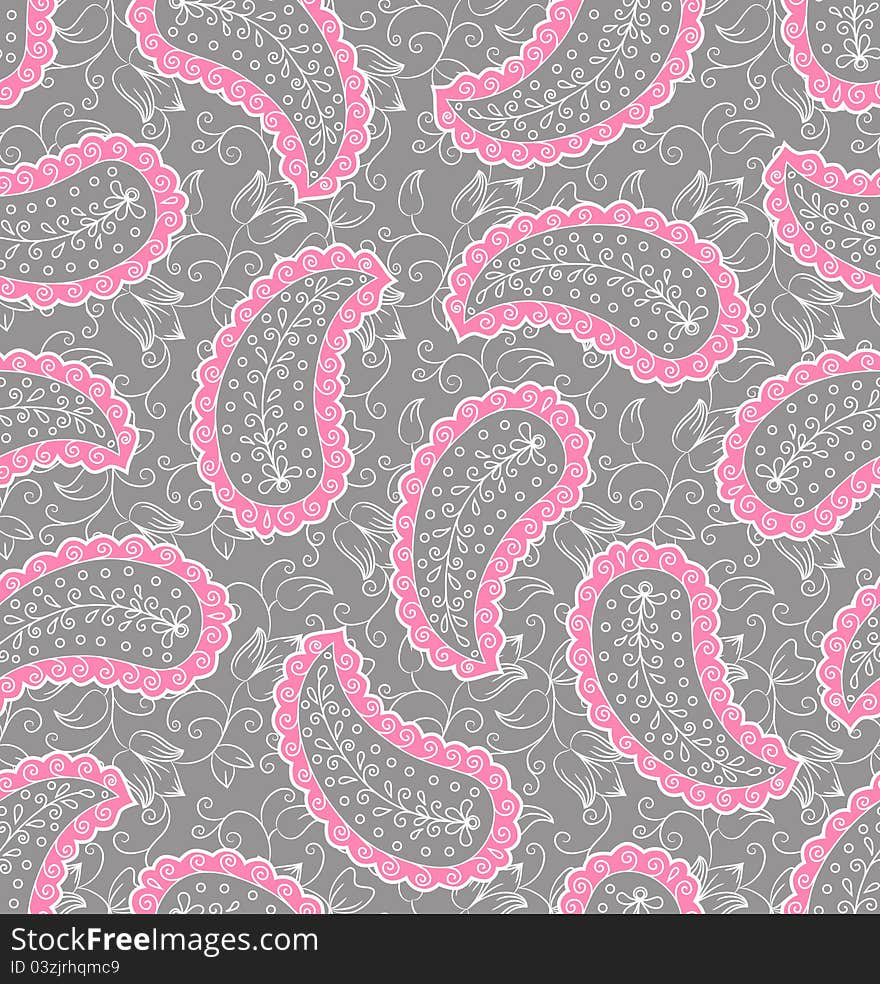 Seamless paisley pattern. Floral background