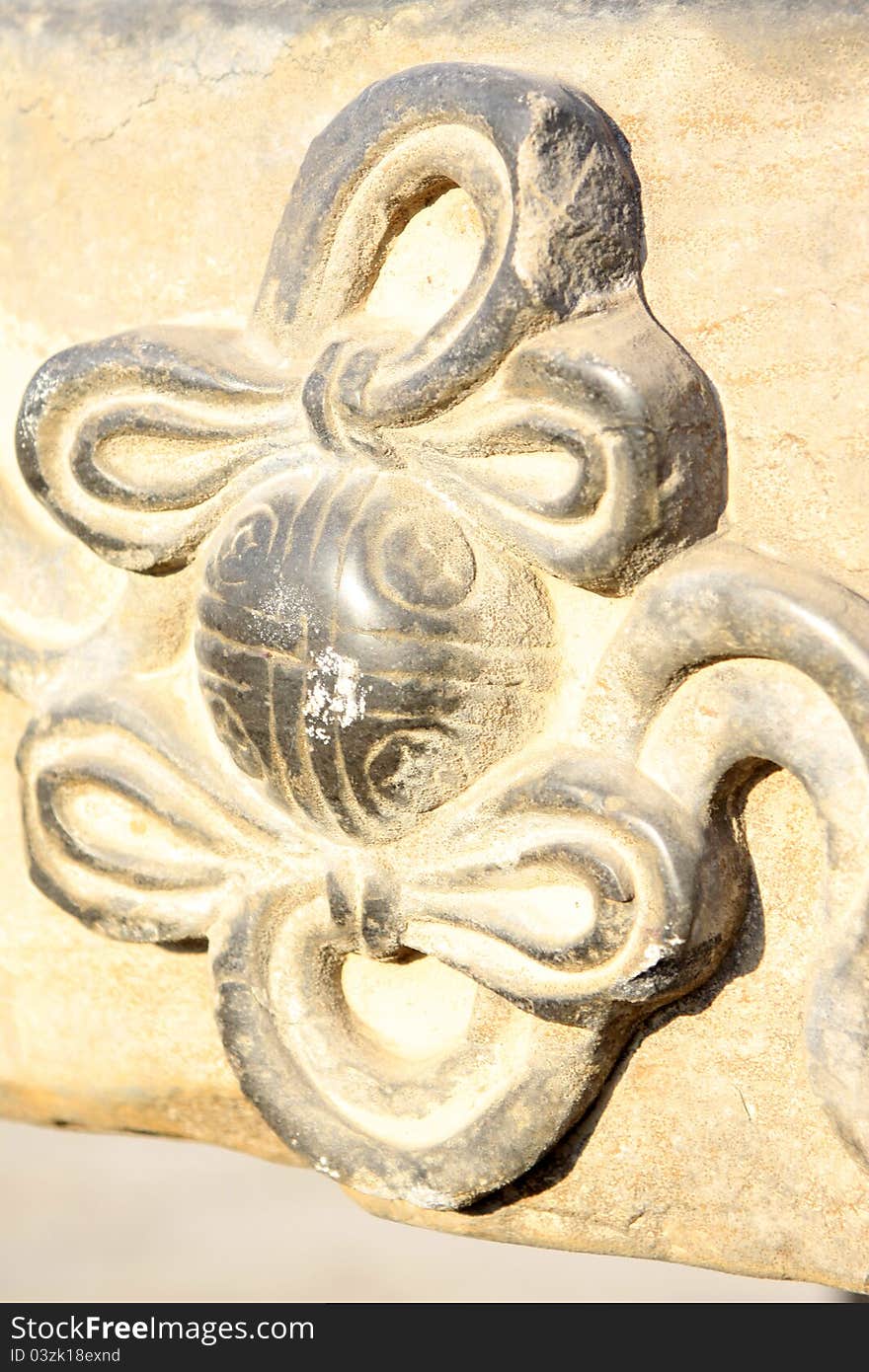 Closeup of stone carving works