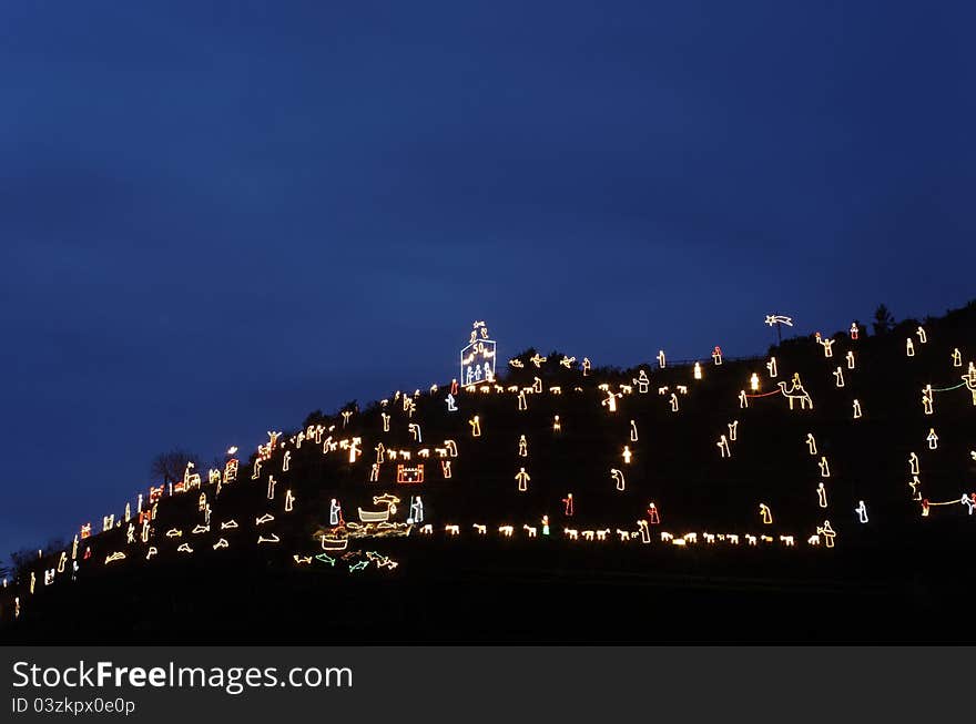 The largest luminous nativity scene in the world in manarola italy