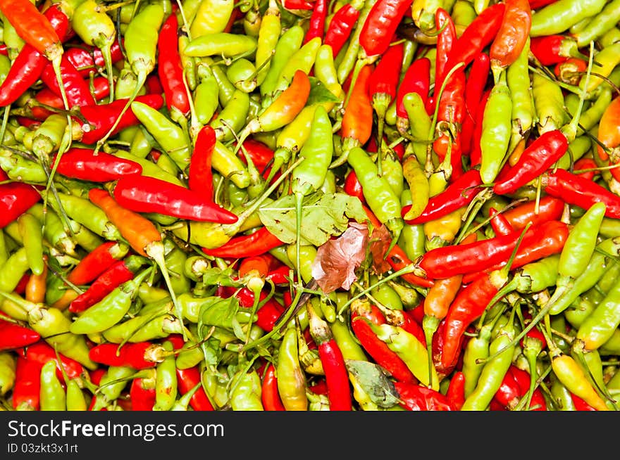 Green and red chili.