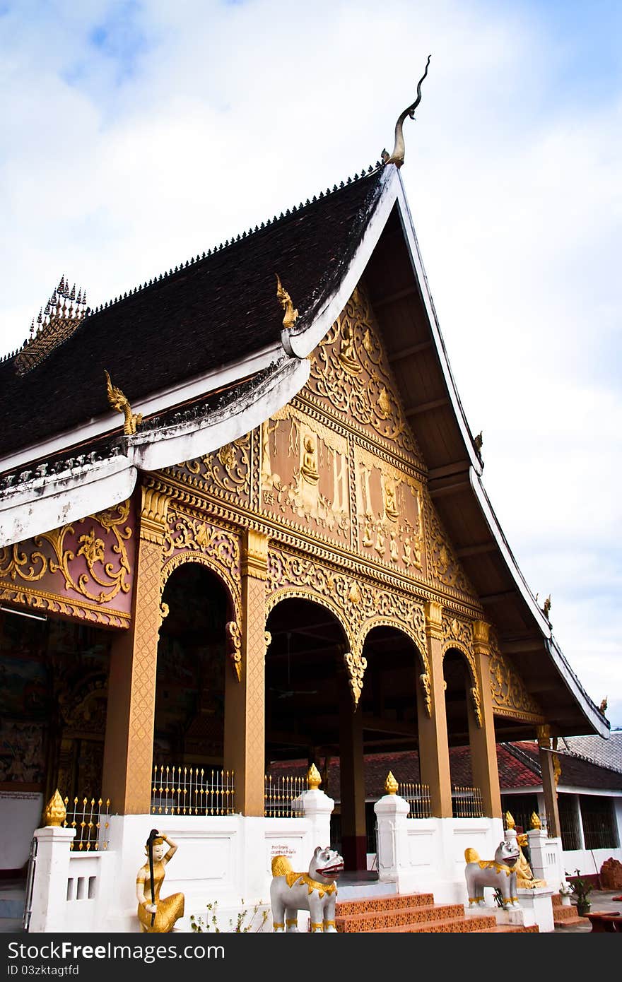 In front of the temple.