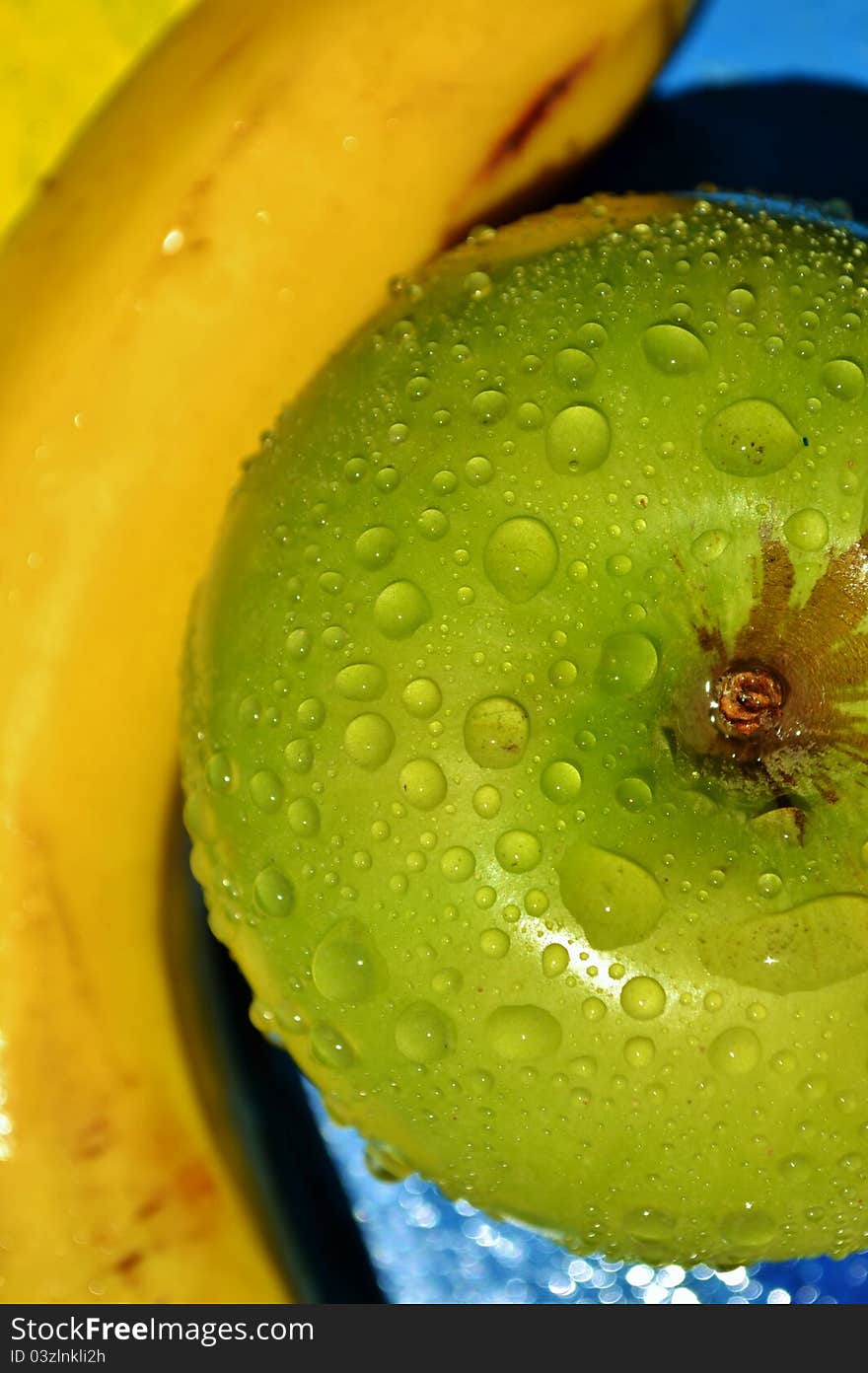 Droplets On Green Apple