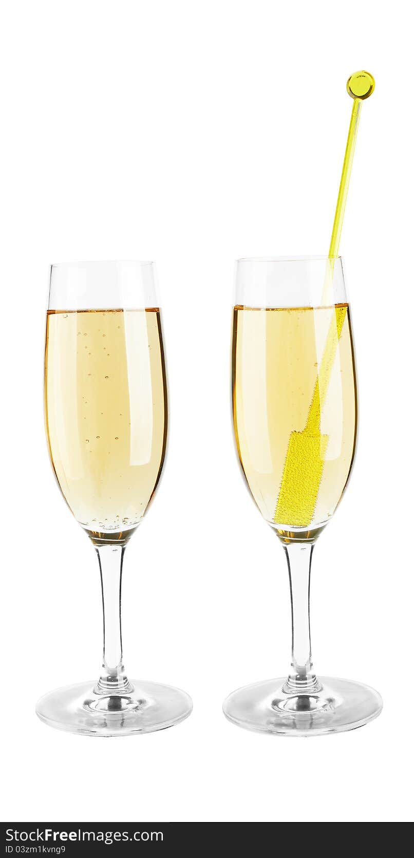 Glass of champagne isolated on the white background