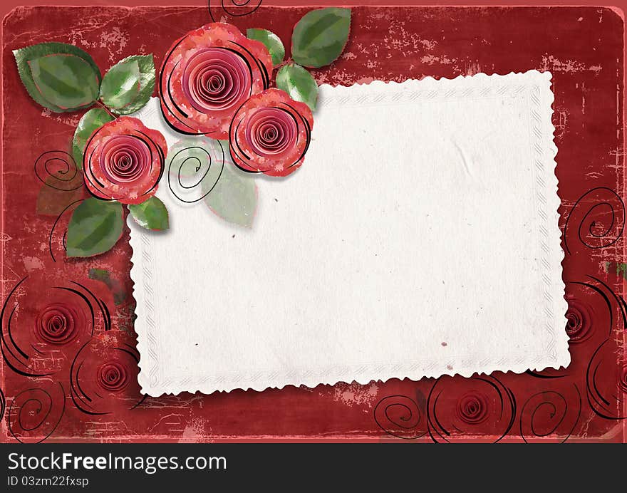 Valentine s background with card and roses