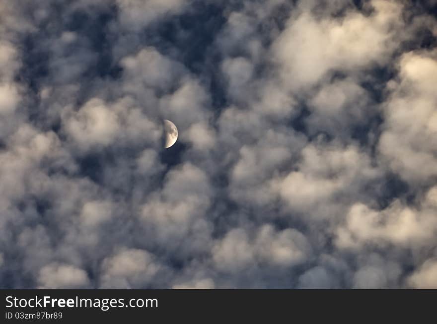 Cloudscape With Moon, Eilat, Israel