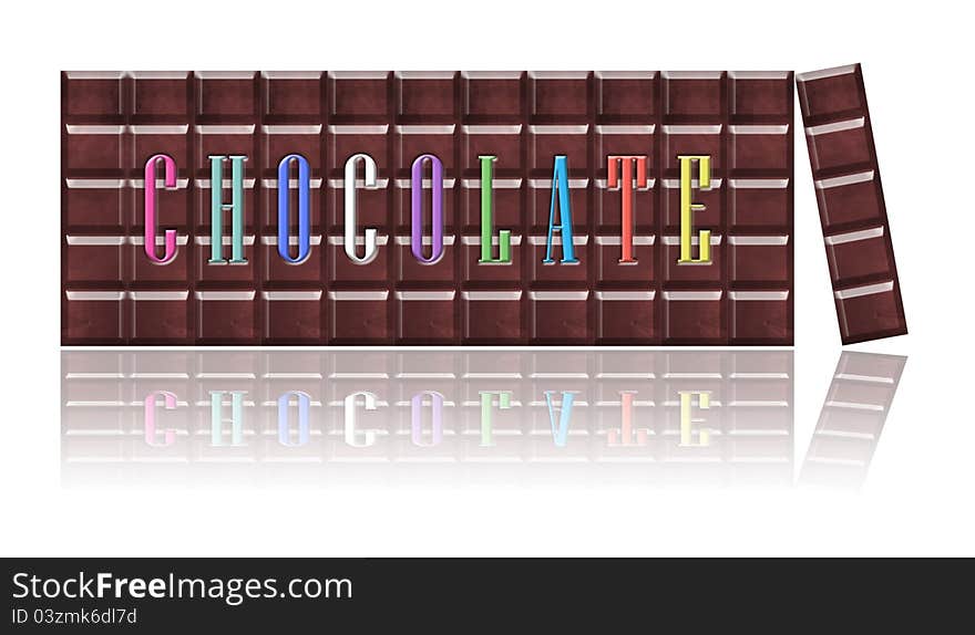 Chocolate Bars With Color Font, Isolated.