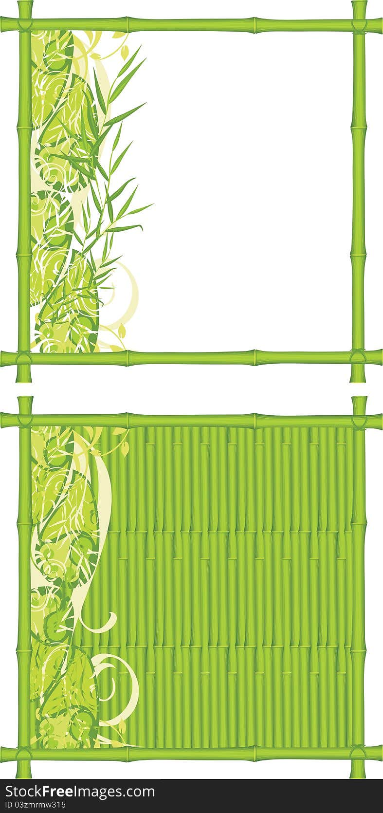 Two decorative frames from a green bamboo