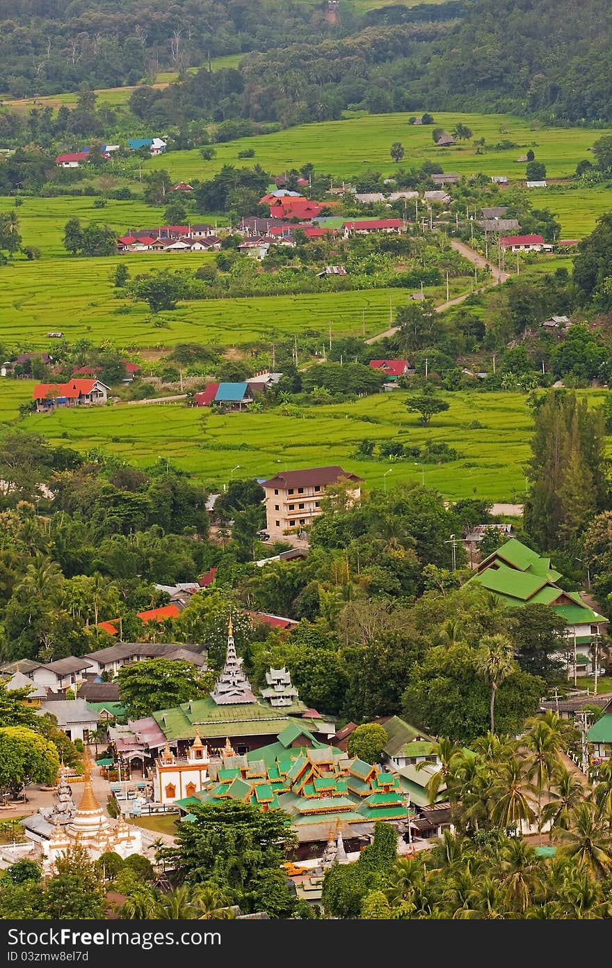 City and filed view from Mae Hong Sorn Thailand. City and filed view from Mae Hong Sorn Thailand.