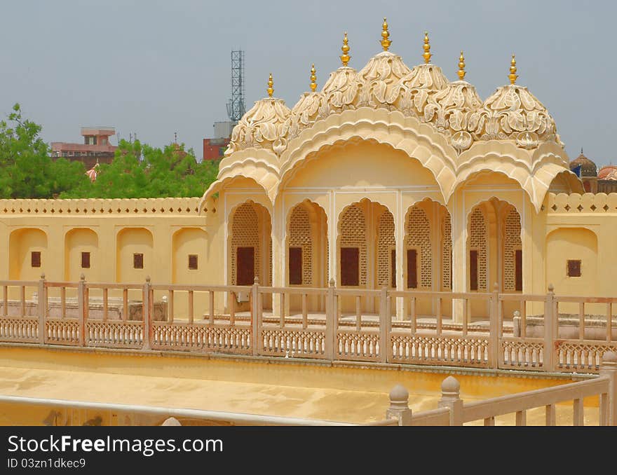 Golden indian palace at Jaipur, summer 2011