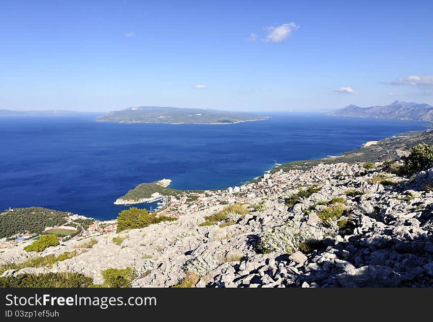 The coast of city Makarska Croatia