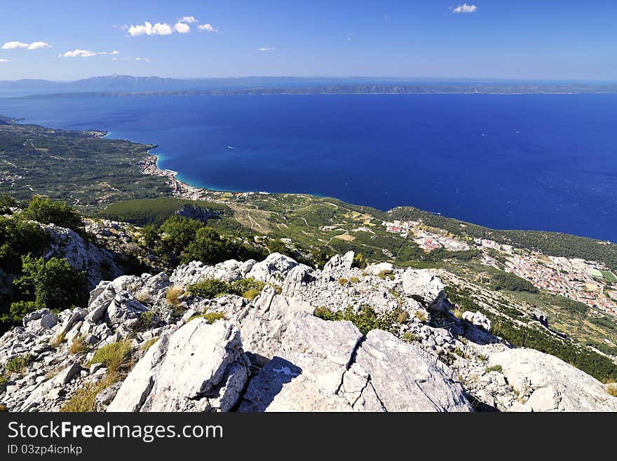 The town Tucepy in The croatia, View of The National park Biokovo.