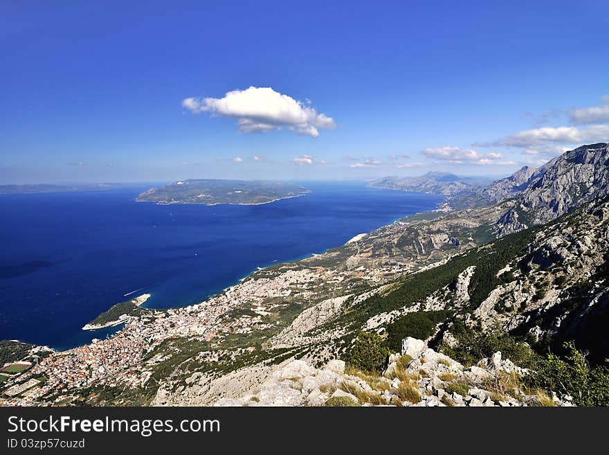 The coast of city Makarska Croatia