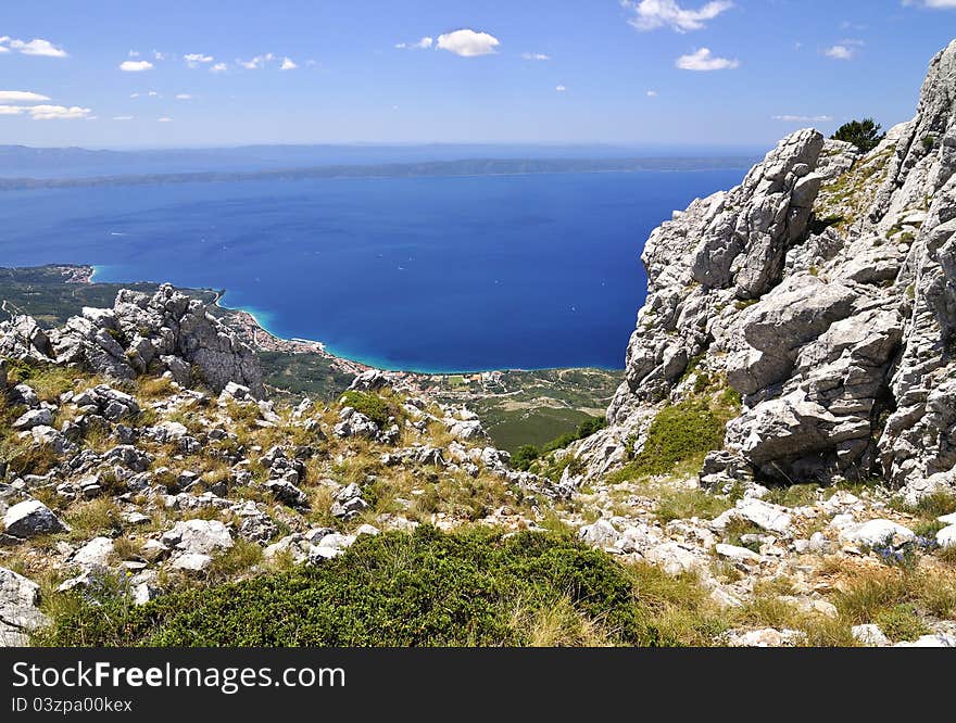 The town Tucepy in The croatia, View of The National park Biokovo.