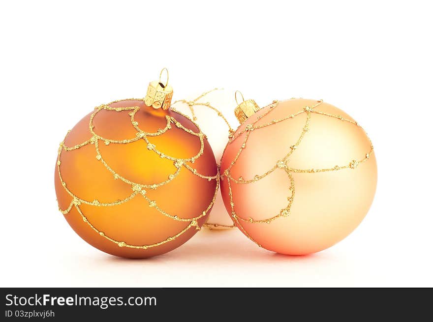 Christmas decorations on white ground