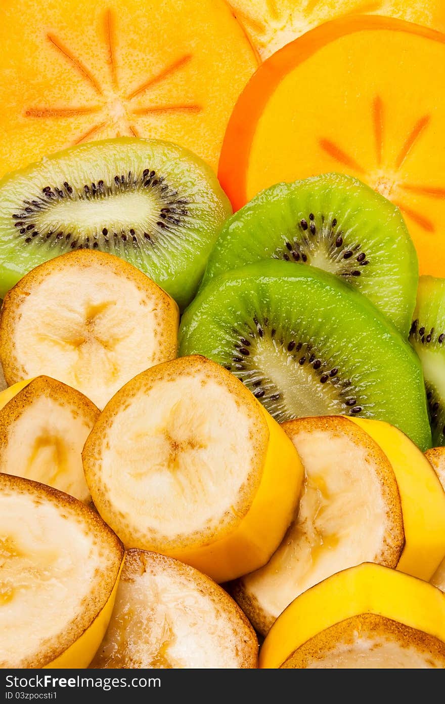 Sliced tropical fruits