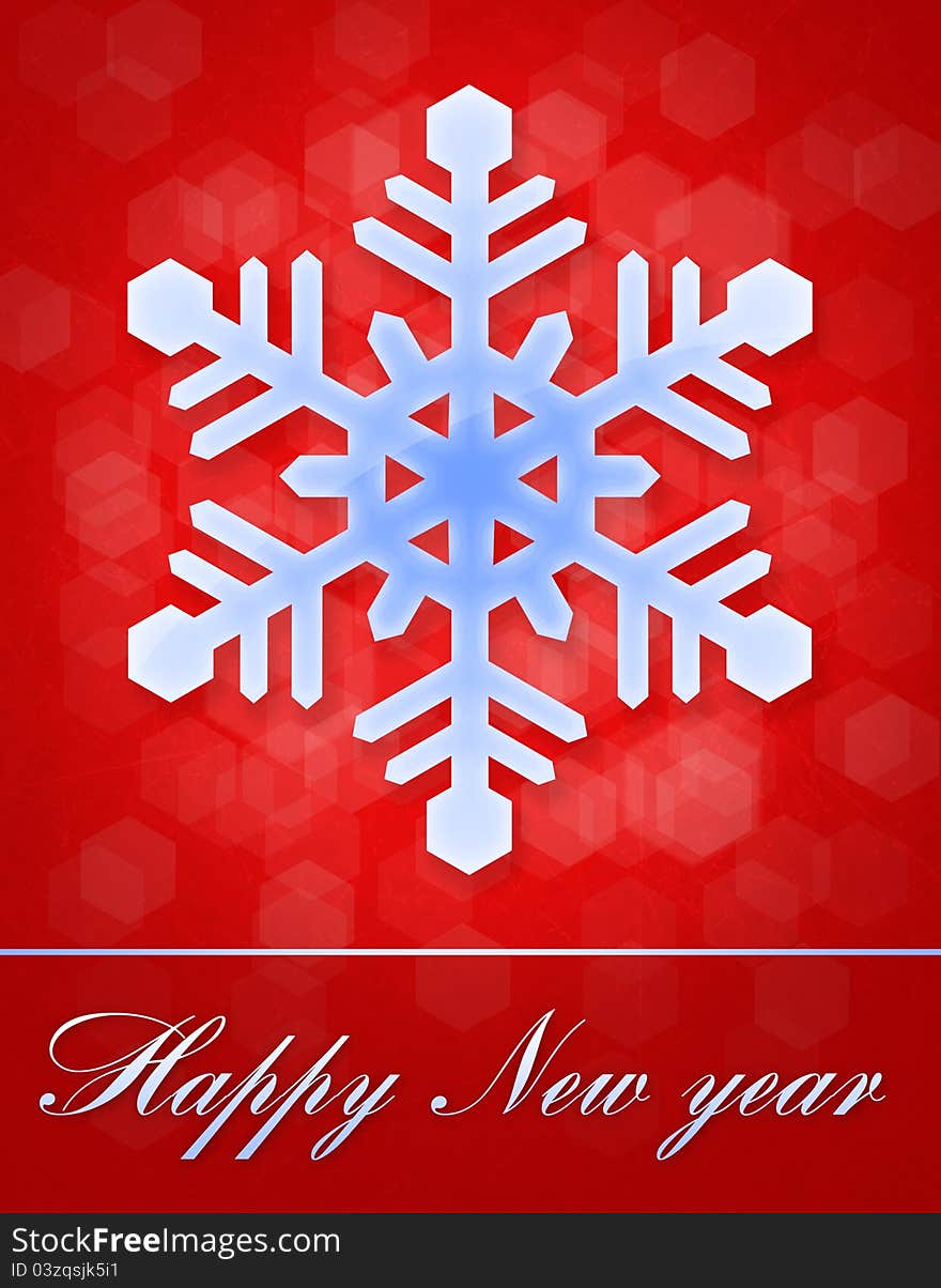 New Year's card with 
Snowflake