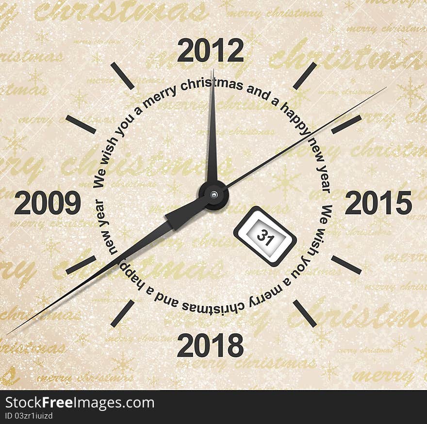 Illustration of a clock with years passing. Illustration of a clock with years passing