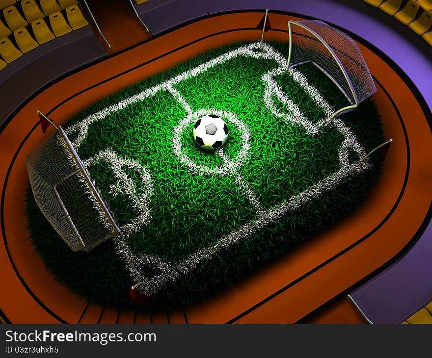 3D Concept Soccer Stadium in Dramatic Lights