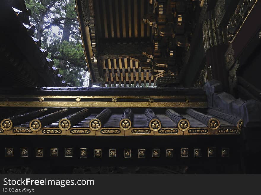 Fragment of Japanese roof from famous Rinnoji Temple in Nikko. Fragment of Japanese roof from famous Rinnoji Temple in Nikko