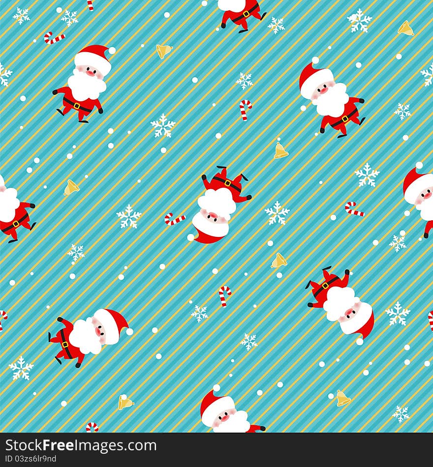 Seamless doodle Christmas pattern. Santa Claus, snowflakes and bells. Seamless doodle Christmas pattern. Santa Claus, snowflakes and bells.