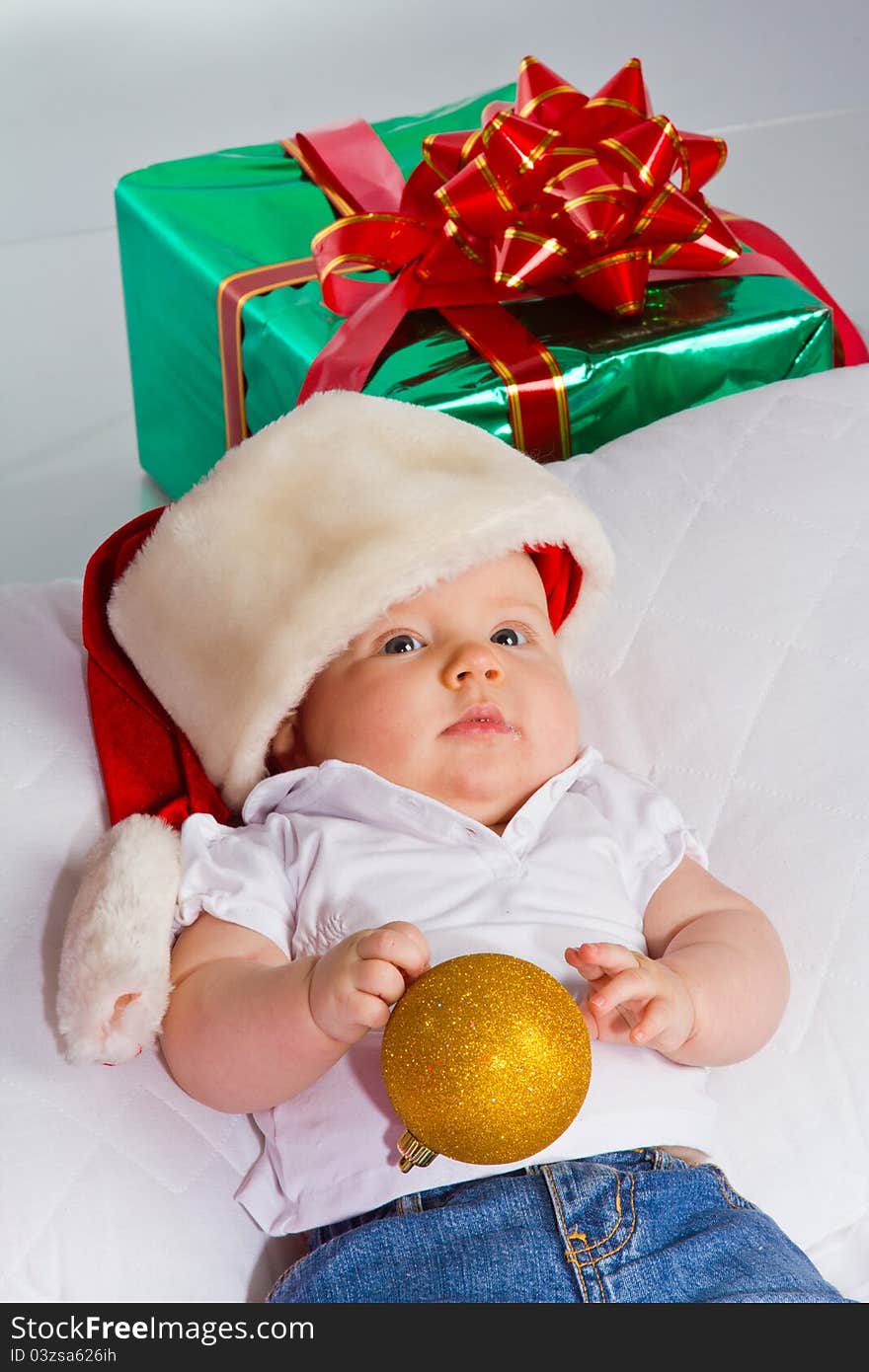 Little girl - 4 month old, christmas. Little girl - 4 month old, christmas