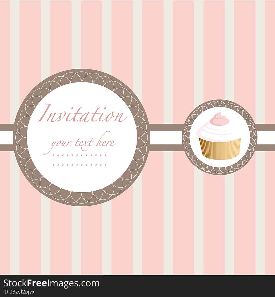 Invitation card with pink striped background. Invitation card with pink striped background