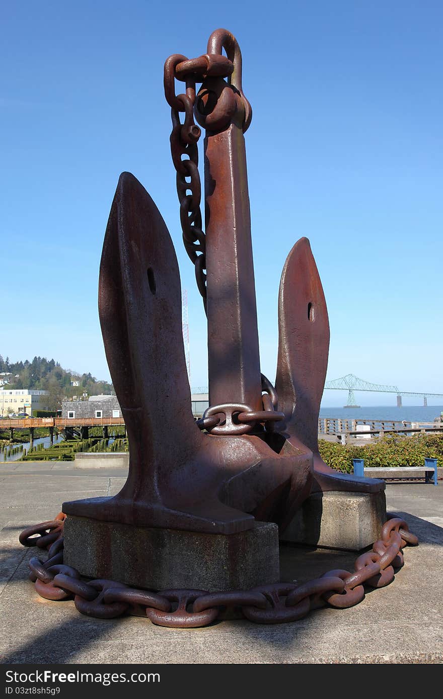 Old large anchor in Astoria Oregon.