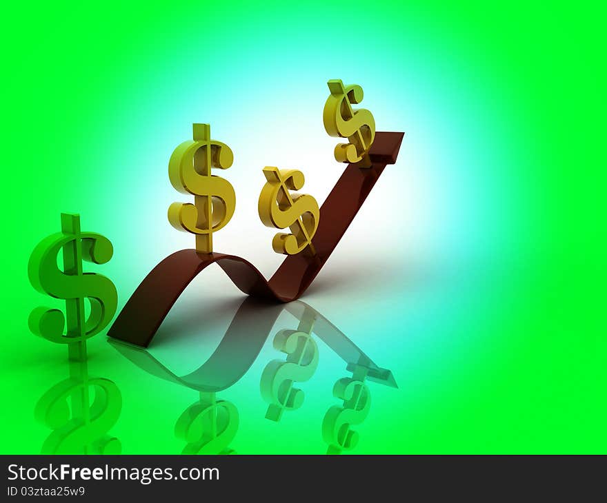 Digital illustration of Dollar sign