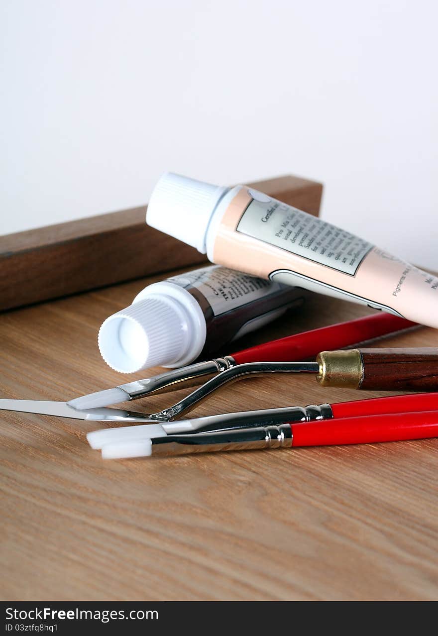 Artist Paint Brushes and Paint