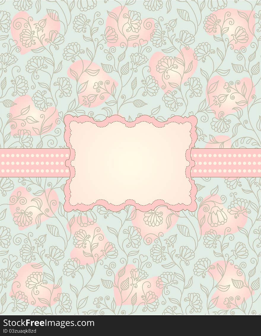 Floral background, greeting card template