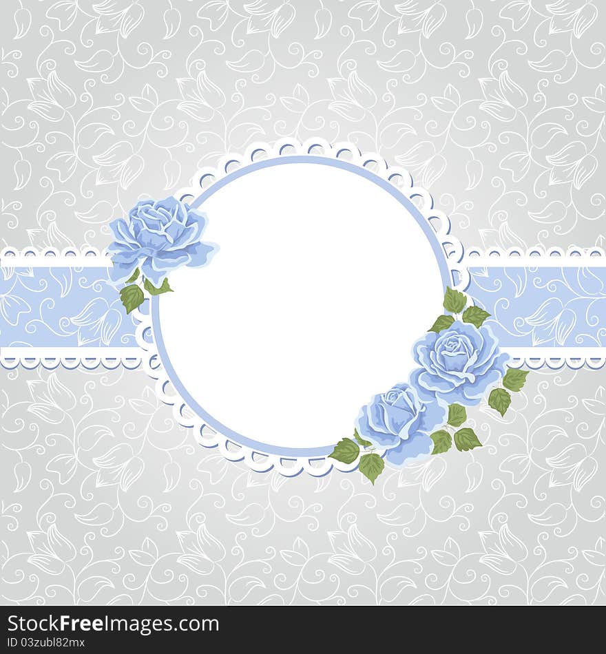 Seamless wallpaper pattern with roses, greeting card template