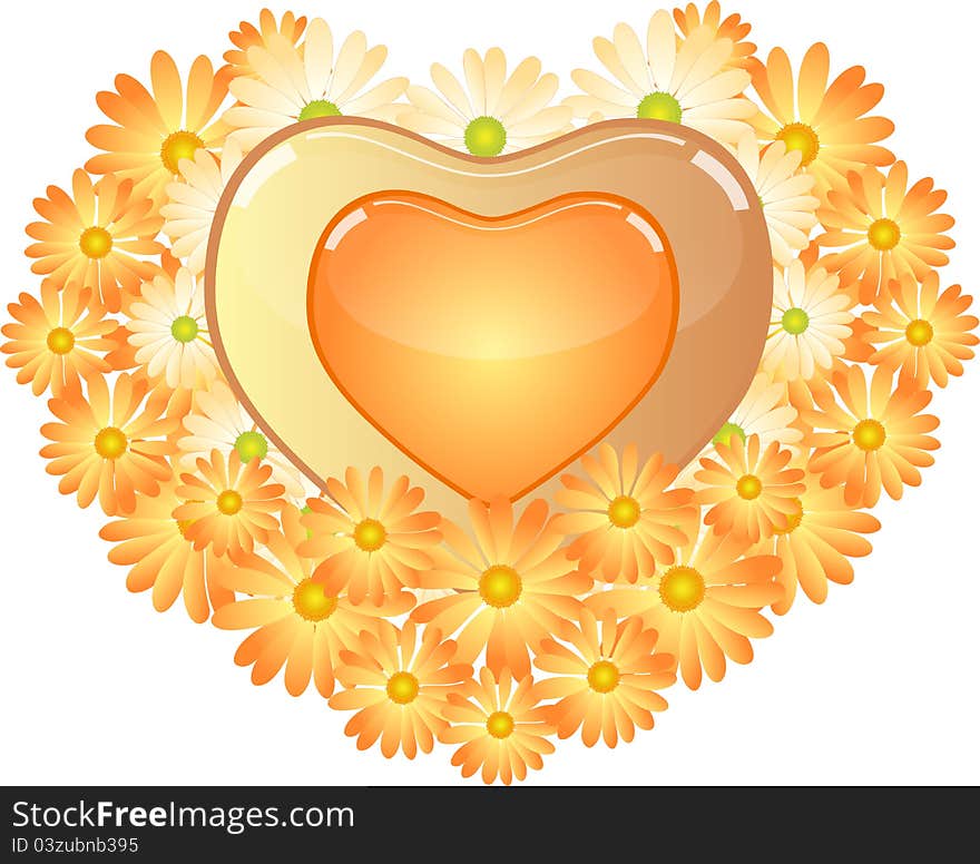 Background with heart and flowers