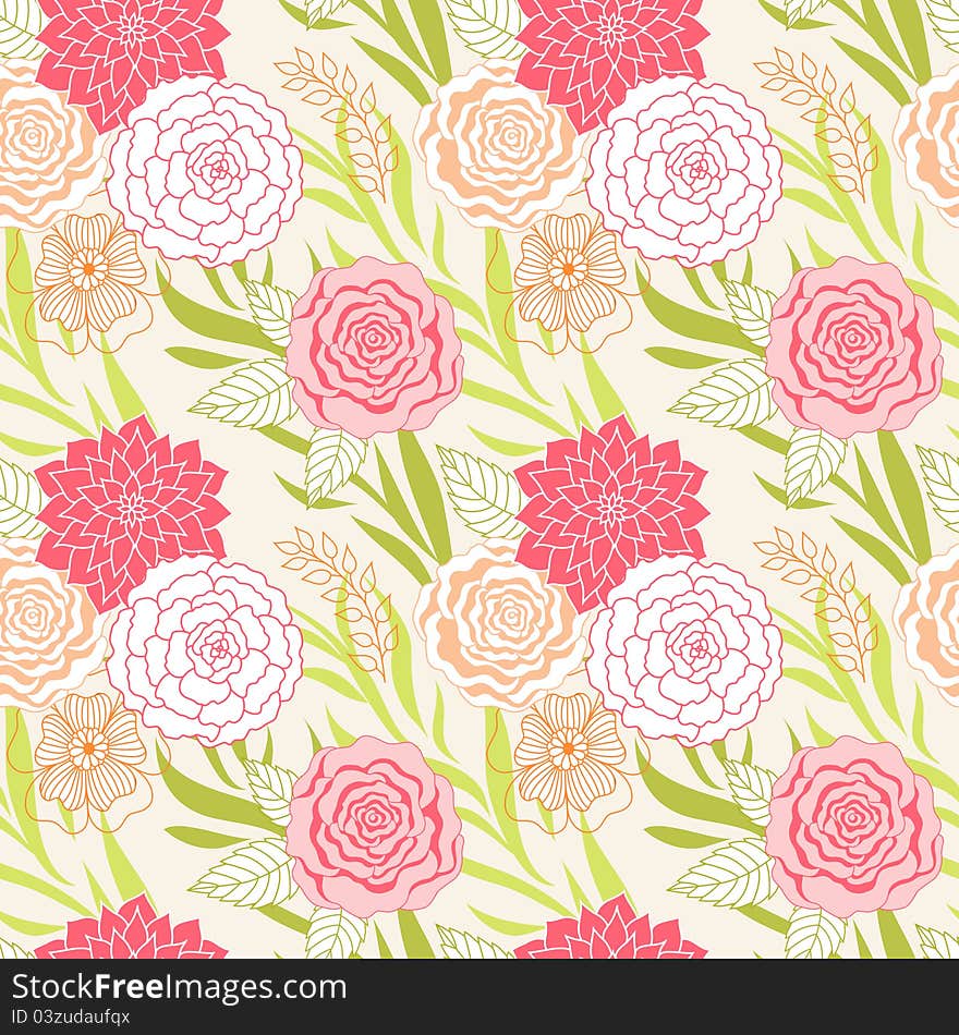 Seamless floral background. Vector illustration.