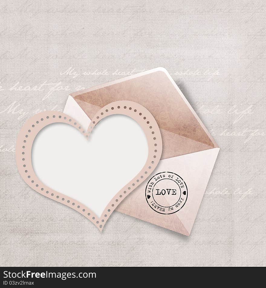 Greeting Card With Envelope And Heart