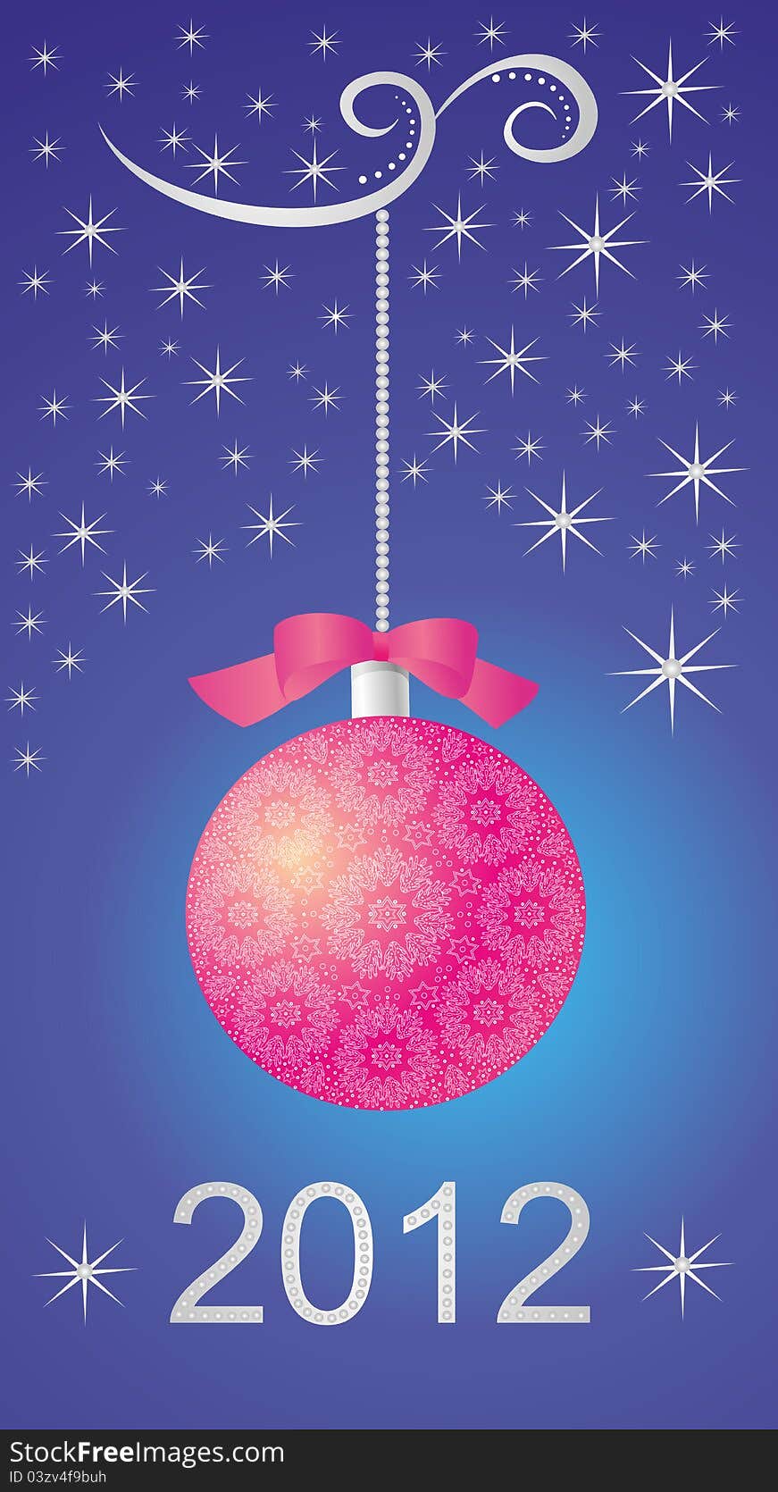 Winter blue background with red christmas ball