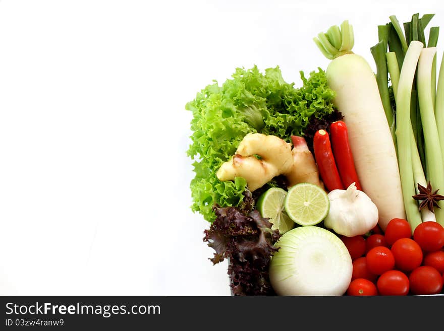 Tomato, radish, ginger, lime, onion - Healthy vegetable corner. Tomato, radish, ginger, lime, onion - Healthy vegetable corner