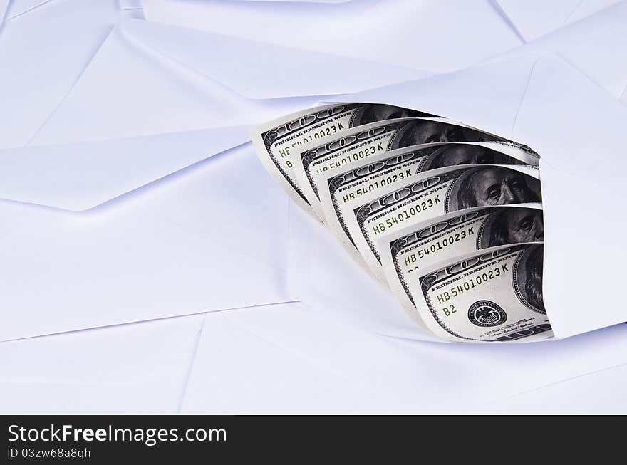 Money in the envelop with envelop background. Money in the envelop with envelop background