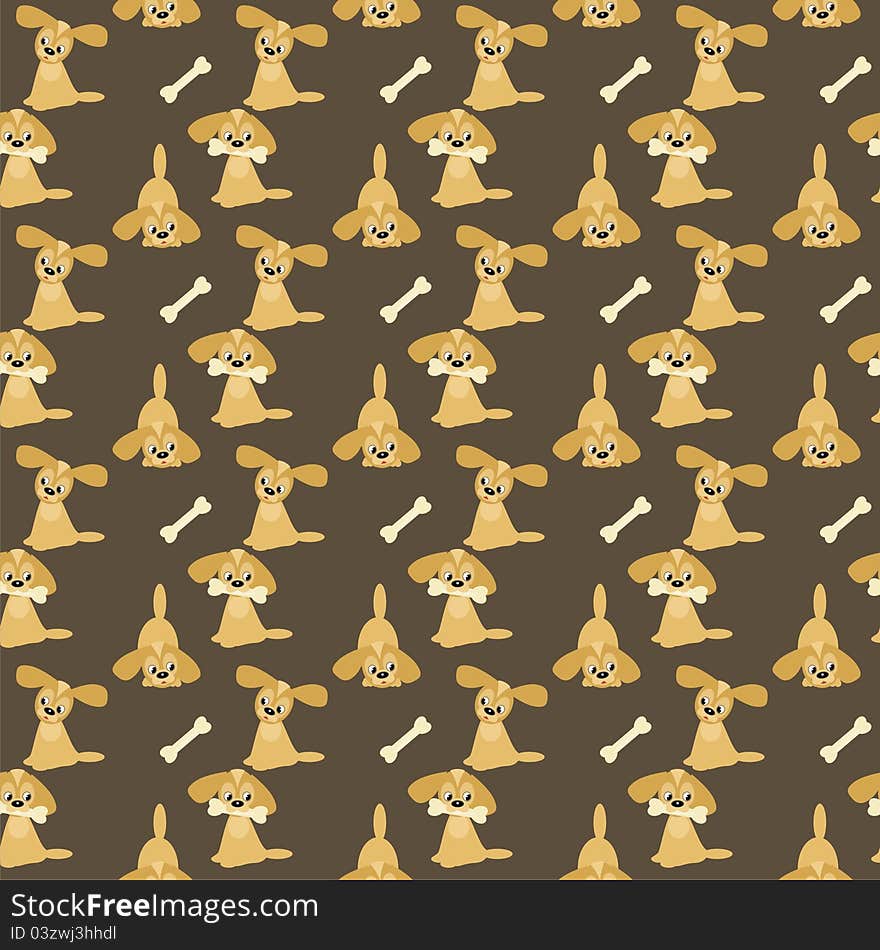 Seamless Background With Dogs And Bones