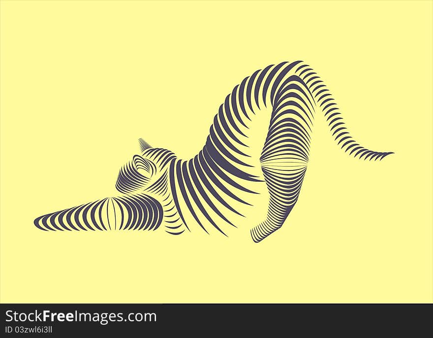 Illustration of a cat silhouette draw with stripes. Illustration of a cat silhouette draw with stripes