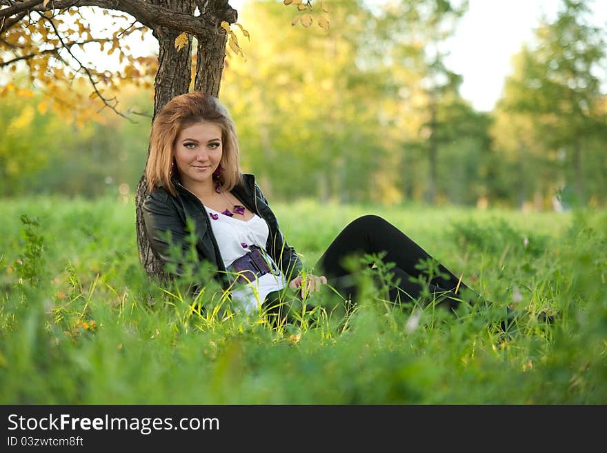 The girl on a walk in the park